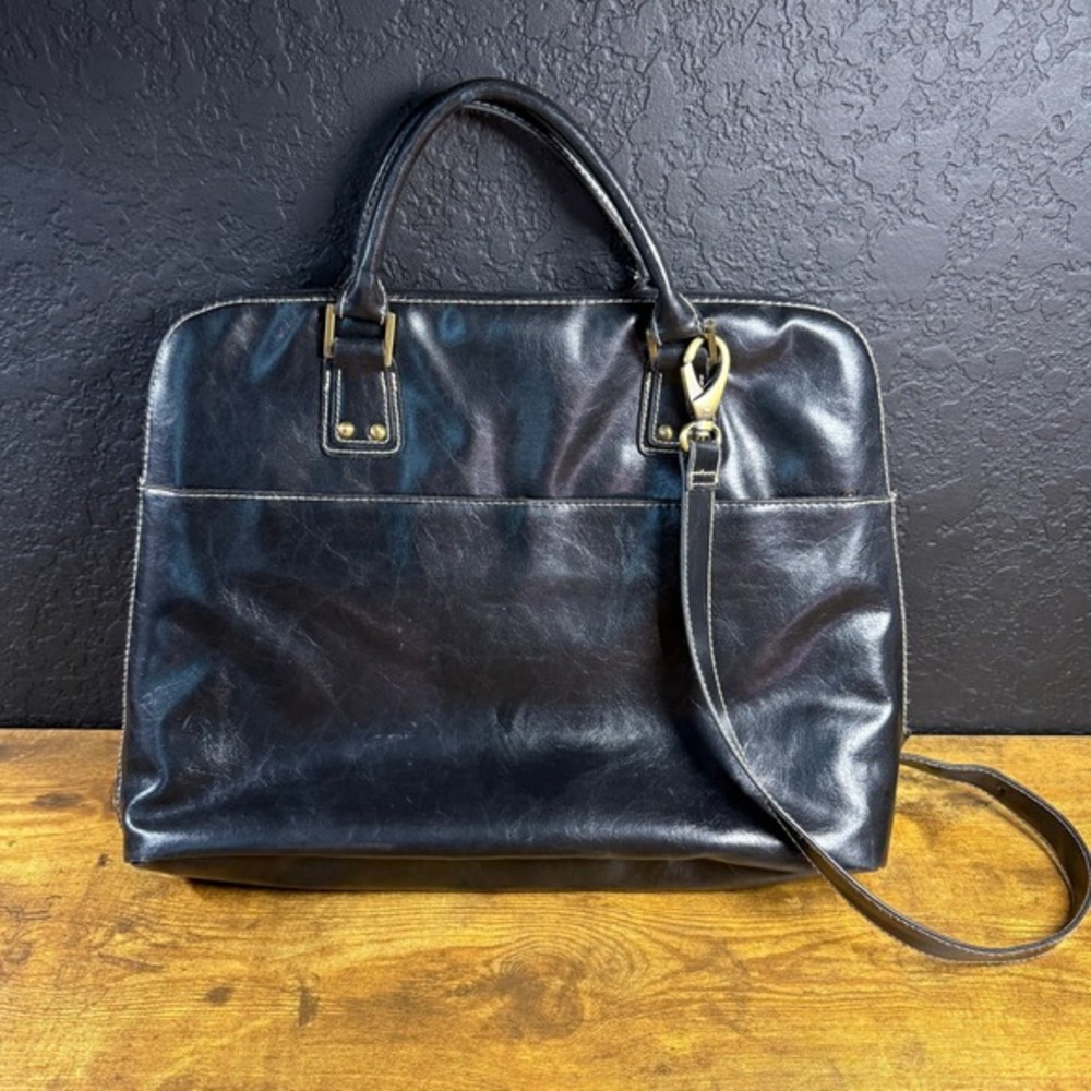 Worthington Black Faux Leather Laptop Briefcase Satchel Bag‎ Large Professional